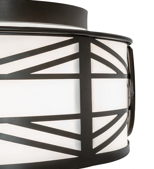 Meyda Lighting Horseshoe 17" 2-Light Timeless Bronze Flush Mount Light With White Statuario Idalight Shade
