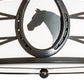 Meyda Lighting Horseshoe 17" 2-Light Timeless Bronze Flush Mount Light With White Statuario Idalight Shade