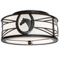 Meyda Lighting Horseshoe 17" 2-Light Timeless Bronze Flush Mount Light With White Statuario Idalight Shade