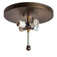 Meyda Lighting Horseshoe 22" 4-Light Antique Copper Flush Mount Light With Amber Mica Shade Glass