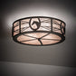Meyda Lighting Horseshoe 23" 4-Light Mahogany Bronze Flush Mount Light With Silver Mica Shade Glass