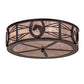 Meyda Lighting Horseshoe 23" 4-Light Mahogany Bronze Flush Mount Light With Silver Mica Shade Glass
