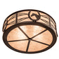 Meyda Lighting Horseshoe 23" 4-Light Mahogany Bronze Flush Mount Light With Silver Mica Shade Glass