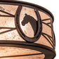 Meyda Lighting Horseshoe 23" 4-Light Mahogany Bronze Flush Mount Light With Silver Mica Shade Glass