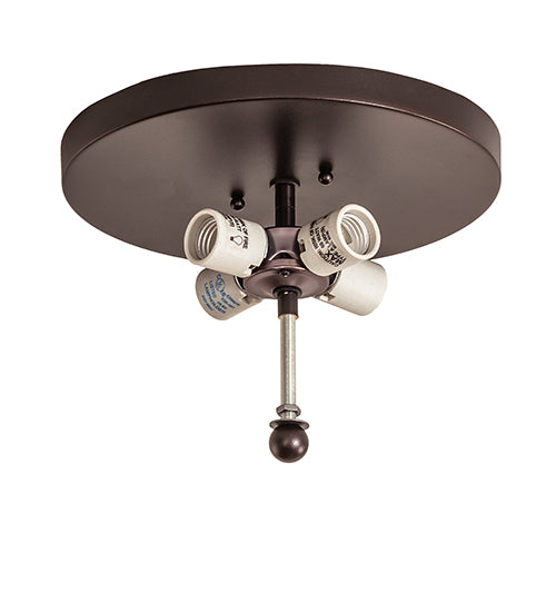 Meyda Lighting Horseshoe 23" 4-Light Mahogany Bronze Flush Mount Light With Silver Mica Shade Glass