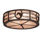 Meyda Lighting Horseshoe 23" 4-Light Mahogany Bronze Flush Mount Light With Silver Mica Shade Glass