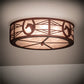 Meyda Lighting Horseshoe 23" 4-Light Rust Flush Mount Light With Silver Mica Shade Glass