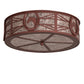 Meyda Lighting Horseshoe 23" 4-Light Rust Flush Mount Light With Silver Mica Shade Glass
