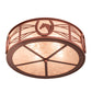 Meyda Lighting Horseshoe 23" 4-Light Rust Flush Mount Light With Silver Mica Shade Glass