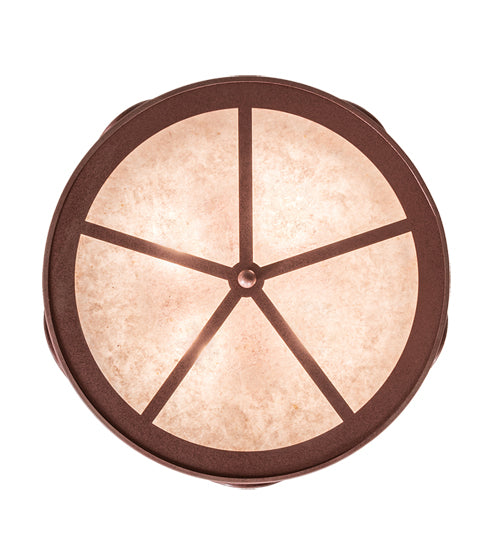 Meyda Lighting Horseshoe 23" 4-Light Rust Flush Mount Light With Silver Mica Shade Glass