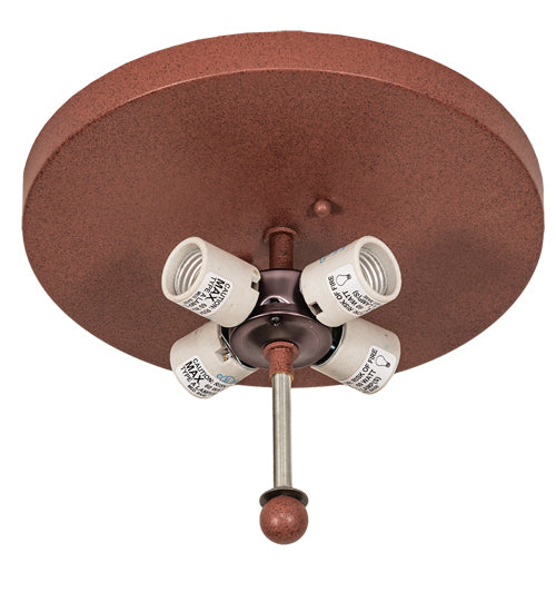 Meyda Lighting Horseshoe 23" 4-Light Rust Flush Mount Light With Silver Mica Shade Glass