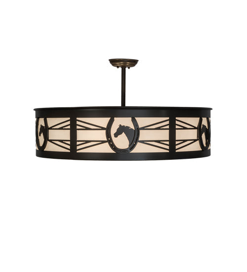 Meyda Lighting Horseshoe 30" 4-Light Timeless Bronze Semi-flush Mount Light With White Statuario Idalight Shade