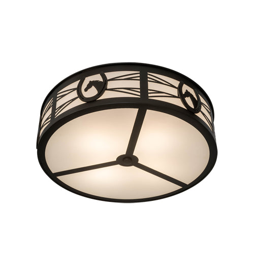 Meyda Lighting Horseshoe 30" 4-Light Timeless Bronze Semi-flush Mount Light With White Statuario Idalight Shade
