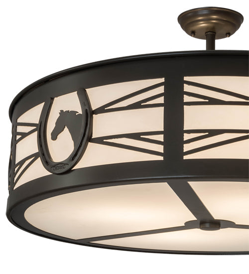 Meyda Lighting Horseshoe 30" 4-Light Timeless Bronze Semi-flush Mount Light With White Statuario Idalight Shade
