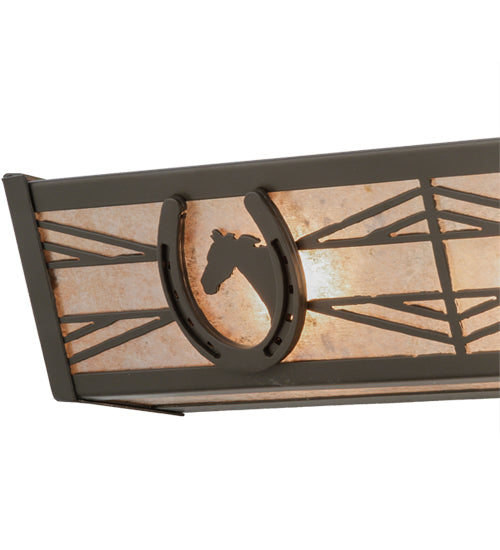 Meyda Lighting Horseshoe 30" 4-Light Timeless Bronze Vanity Light With Silver Mica Shade Glass