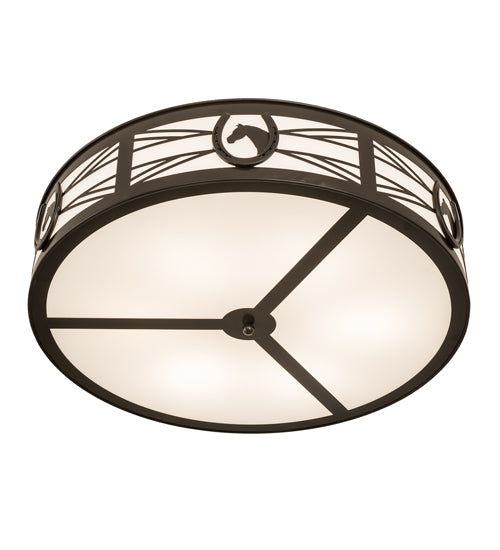Meyda Lighting Horseshoe 36" 6-Light Timeless Bronze Semi-flush Mount Light With White Statuario Idalight Shade