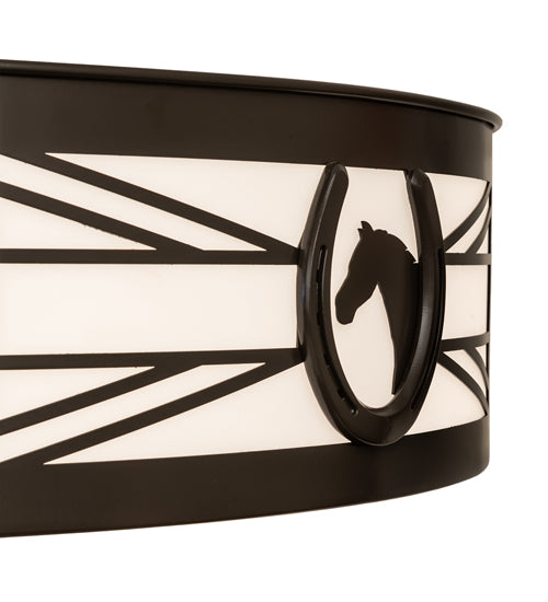 Meyda Lighting Horseshoe 36" 6-Light Timeless Bronze Semi-flush Mount Light With White Statuario Idalight Shade