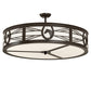 Meyda Lighting Horseshoe 36" 6-Light Timeless Bronze Semi-flush Mount Light With White Statuario Idalight Shade