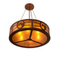 Meyda Lighting Horseshoe 42" 6-Light Rust Inverted Pendant Light With Amber Mica Shade Glass