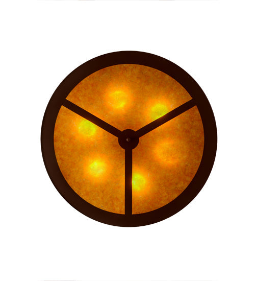 Meyda Lighting Horseshoe 42" 6-Light Rust Inverted Pendant Light With Amber Mica Shade Glass