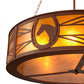 Meyda Lighting Horseshoe 42" 6-Light Rust Inverted Pendant Light With Amber Mica Shade Glass
