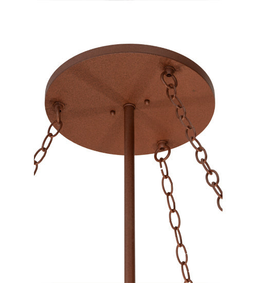Meyda Lighting Horseshoe 42" 6-Light Rust Inverted Pendant Light With Amber Mica Shade Glass