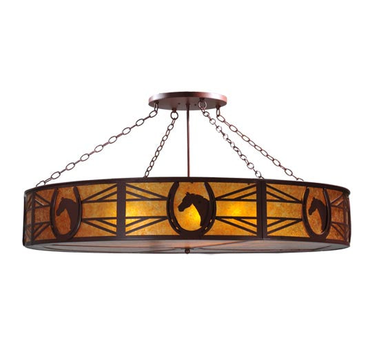 Meyda Lighting Horseshoe 48" 8-Light Semi-flush Mount Ceiling Light With Amber Mica Shade Glass