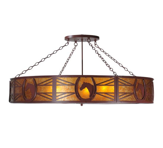 Meyda Lighting Horseshoe 48" 8-Light Semi-flush Mount Ceiling Light With Amber Mica Shade Glass