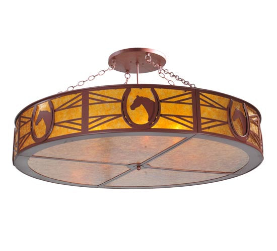 Meyda Lighting Horseshoe 48" 8-Light Semi-flush Mount Ceiling Light With Amber Mica Shade Glass