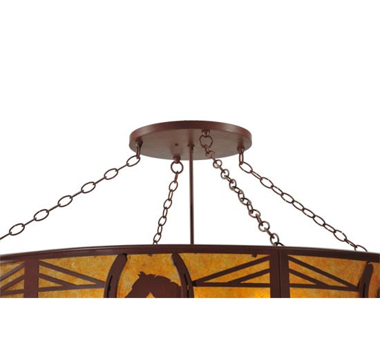 Meyda Lighting Horseshoe 48" 8-Light Semi-flush Mount Ceiling Light With Amber Mica Shade Glass