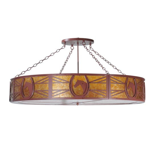 Meyda Lighting Horseshoe 48" 8-Light Semi-flush Mount Ceiling Light With Amber Mica Shade Glass