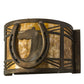 Meyda Lighting Horseshoe 8" Antique Copper Wall Sconce With Amber Mica Shade Glass