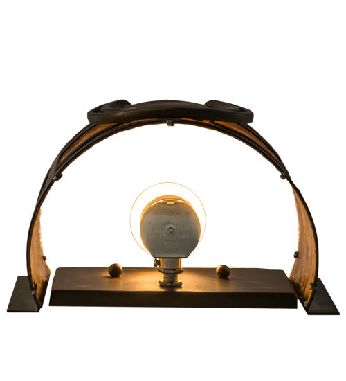 Meyda Lighting Horseshoe 8" Antique Copper Wall Sconce With Amber Mica Shade Glass