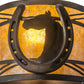 Meyda Lighting Horseshoe 8" Antique Copper Wall Sconce With Amber Mica Shade Glass
