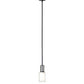 Meyda Lighting Horton 4" Solar Black Mini Pendant Light With Clear & White Shade Glass