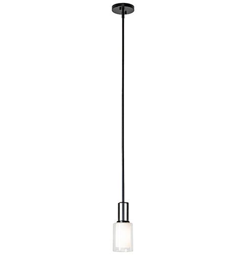 Meyda Lighting Horton 4" Solar Black Mini Pendant Light With Clear & White Shade Glass