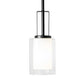 Meyda Lighting Horton 4" Solar Black Mini Pendant Light With Clear & White Shade Glass