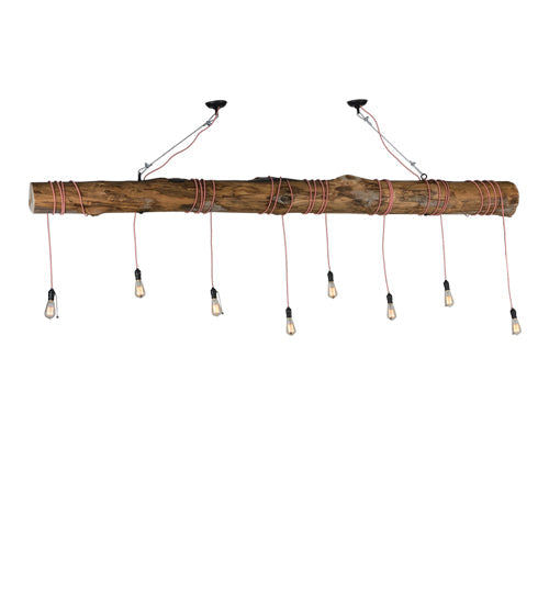 Meyda Lighting Hounds Tooth 120" 8-Light Cypress Wood Island Pendant Light