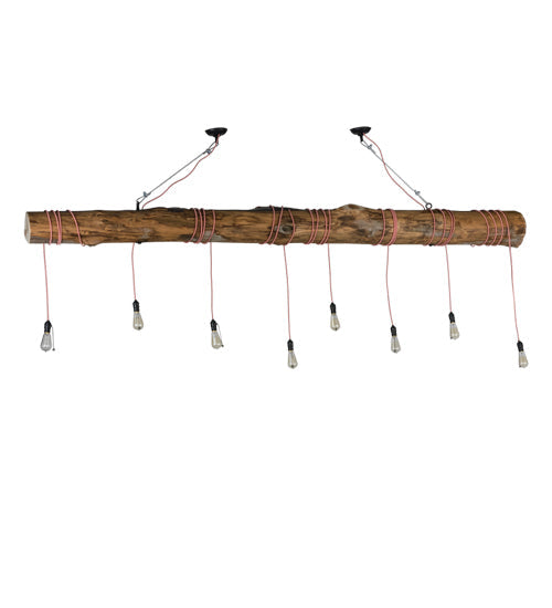 Meyda Lighting Hounds Tooth 120" 8-Light Cypress Wood Island Pendant Light