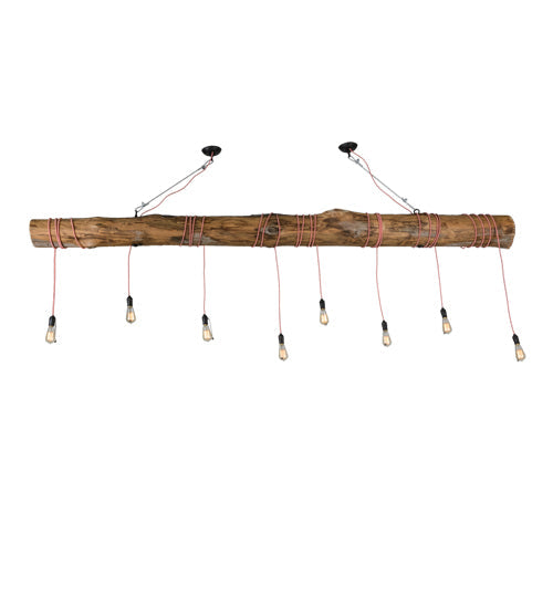 Meyda Lighting Hounds Tooth 120" 8-Light Cypress Wood Island Pendant Light
