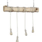 Meyda Lighting Hounds Tooth 36" 4-Light Natural Wood & White Island Pendant Light