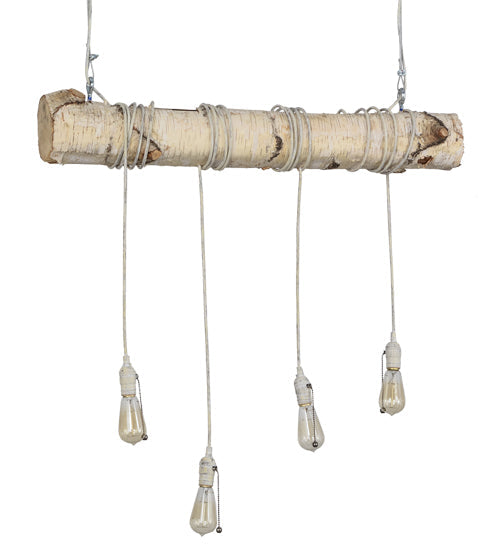Meyda Lighting Hounds Tooth 36" 4-Light Natural Wood & White Island Pendant Light