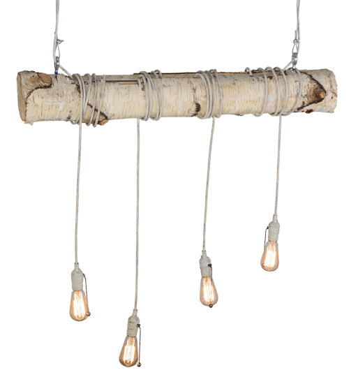 Meyda Lighting Hounds Tooth 36" 4-Light Natural Wood & White Island Pendant Light