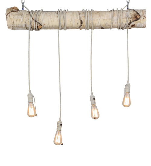 Meyda Lighting Hounds Tooth 36" 4-Light Natural Wood & White Island Pendant Light