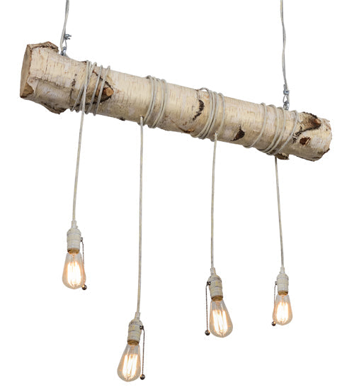 Meyda Lighting Hounds Tooth 36" 4-Light Natural Wood & White Island Pendant Light