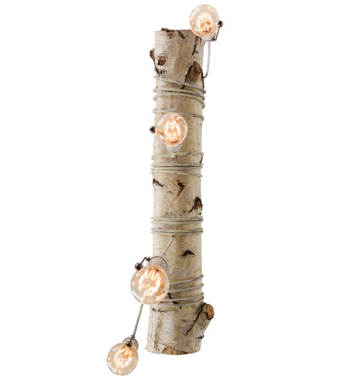 Meyda Lighting Hounds Tooth 36" 4-Light Natural Wood & White Island Pendant Light