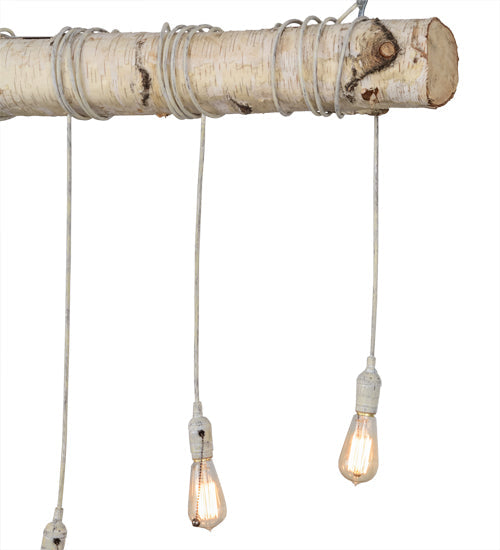 Meyda Lighting Hounds Tooth 36" 4-Light Natural Wood & White Island Pendant Light
