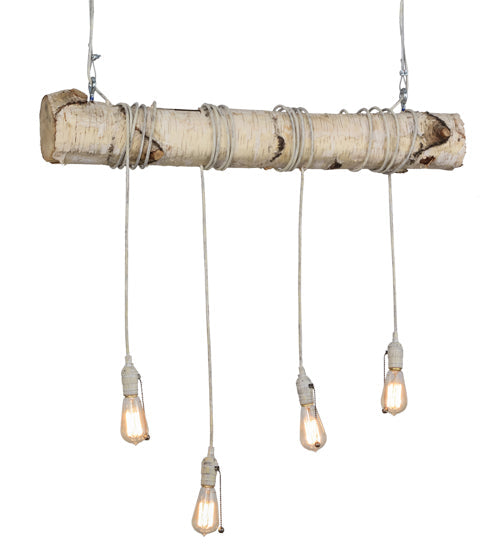 Meyda Lighting Hounds Tooth 36" 4-Light Natural Wood & White Island Pendant Light