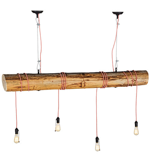Meyda Lighting Hounds Tooth 60" 4-Light Cypress Wood Island Pendant Light