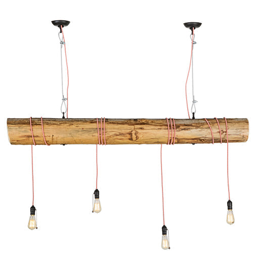 Meyda Lighting Hounds Tooth 60" 4-Light Cypress Wood Island Pendant Light
